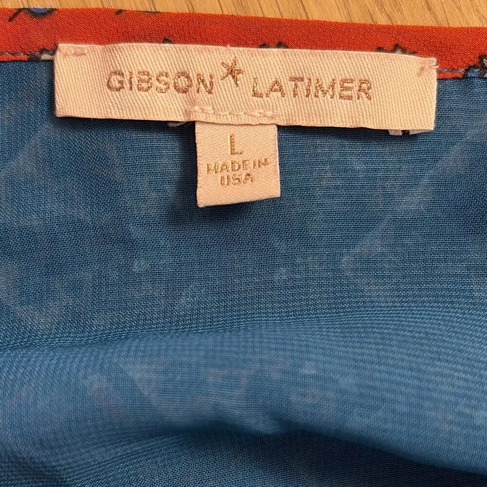 Gibson Latimer Multicolor Geometric Shift Dress Round Neck 3/4 Sleeve L